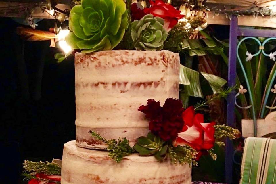 3-tier naked wedding cake