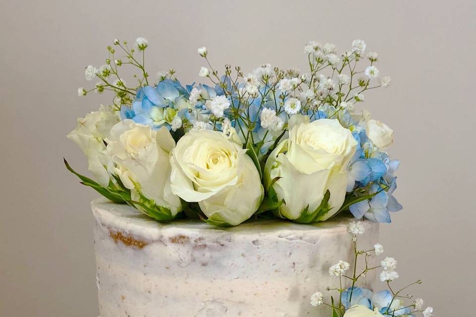 2-tier naked wedding cake