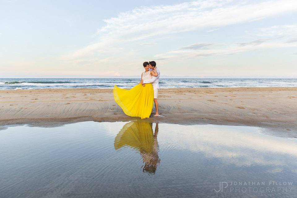 Newlyweds by the shore