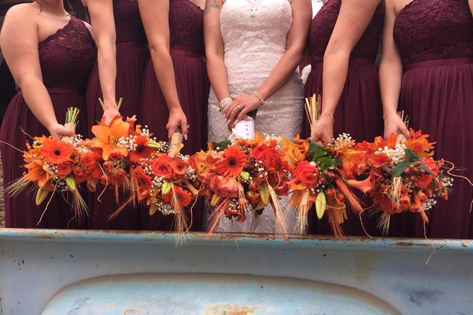 The bride with her bridesmaids