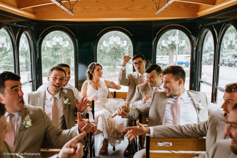 Bridal party on the trolley