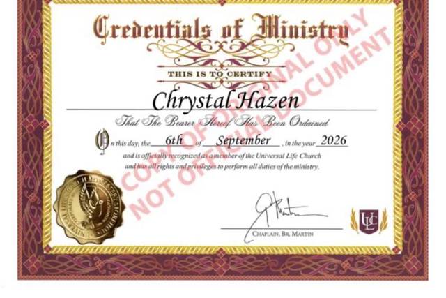 ULC Ministries Certificate