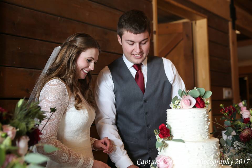 Cutting the wedding cake