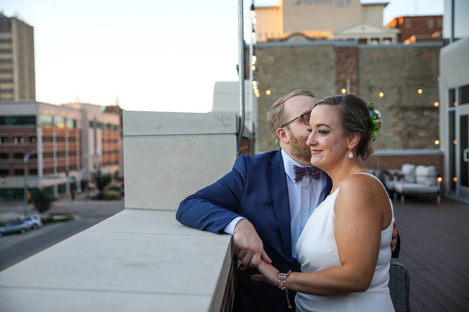 City rooftop micro wedding