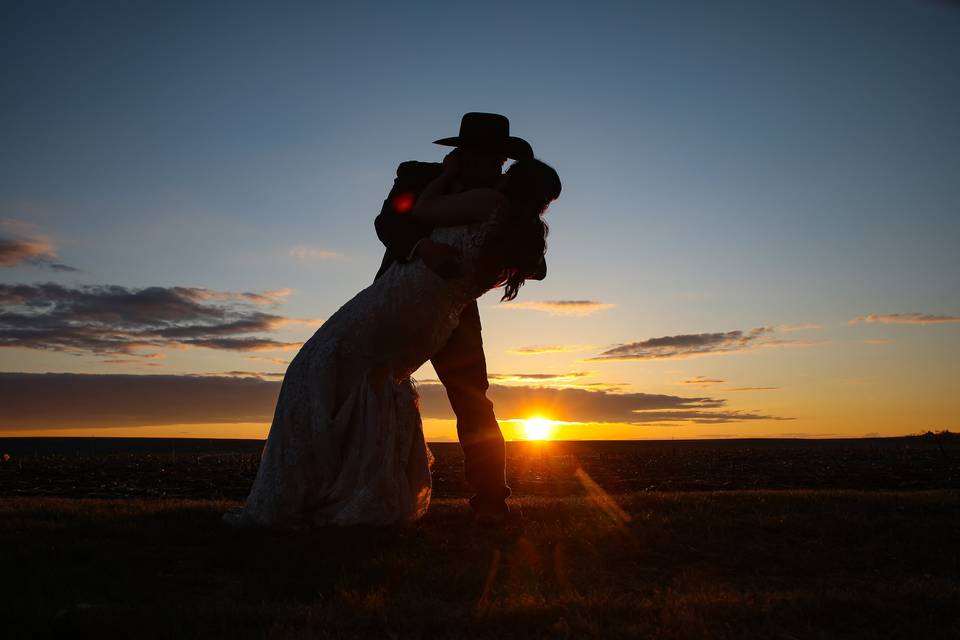 Kansas Sunset Wedding Day