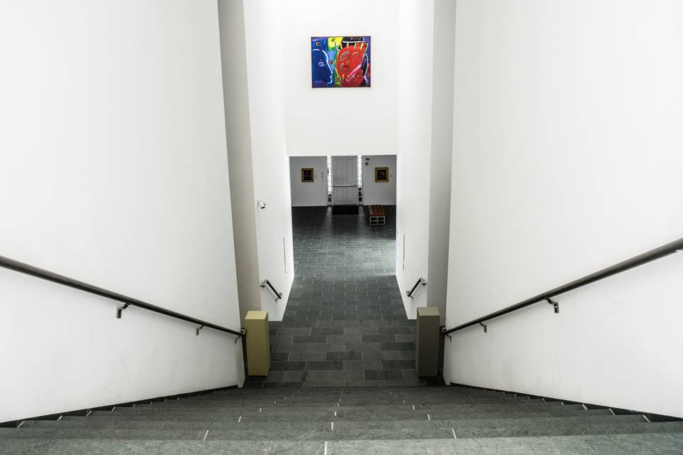 Concrete stairs in art gallery