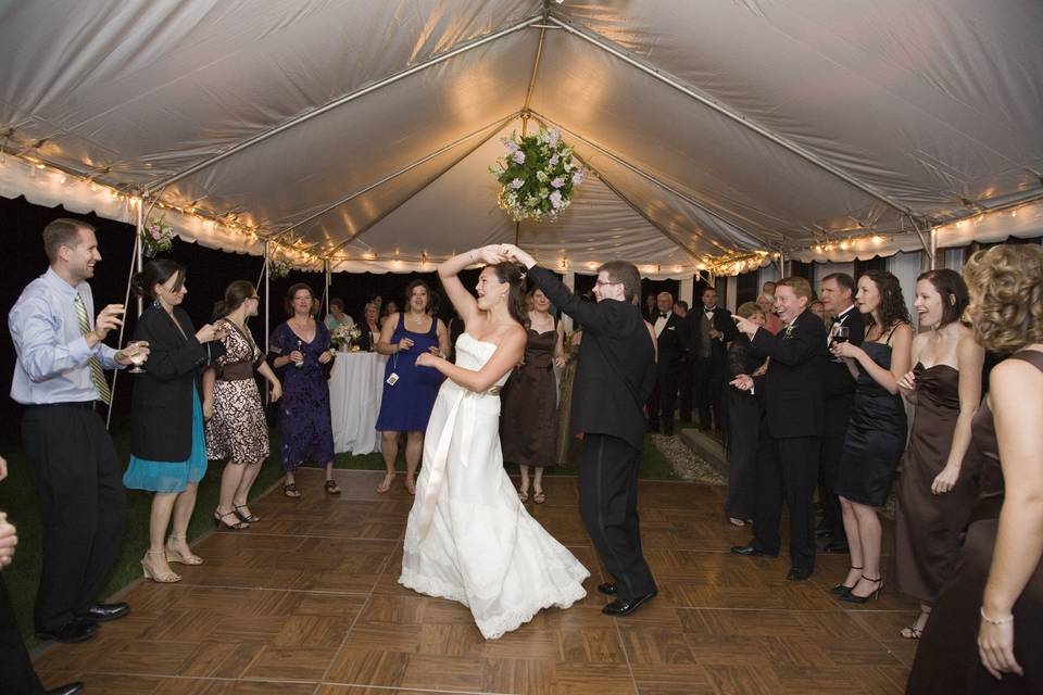 Dance floor under a tent