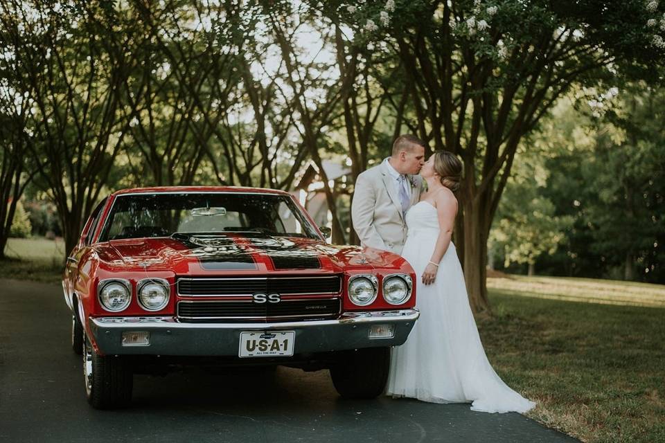 Antique car, couple