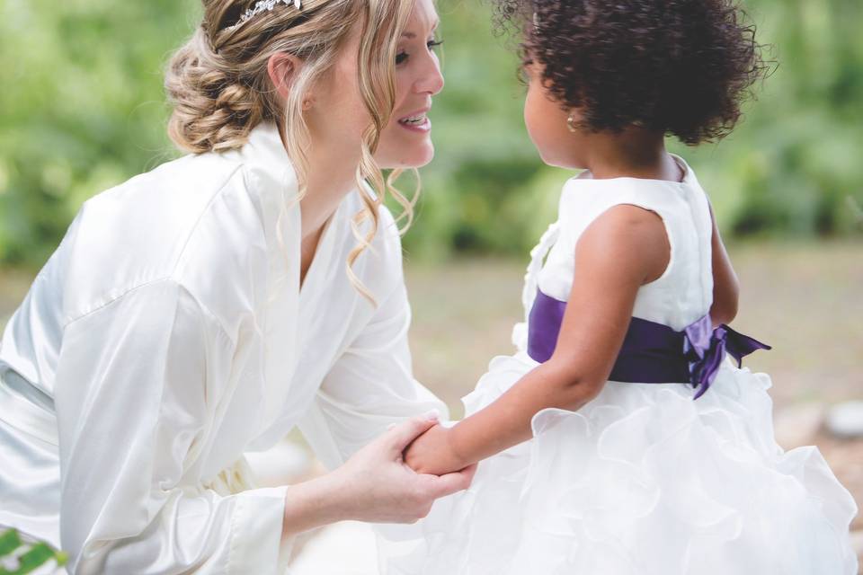 Bride with her flower girl