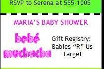 Bebe Muchacha Baby Shower Ticket Invitation