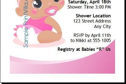 African Baby Girl Pink Baby Shower Invitation