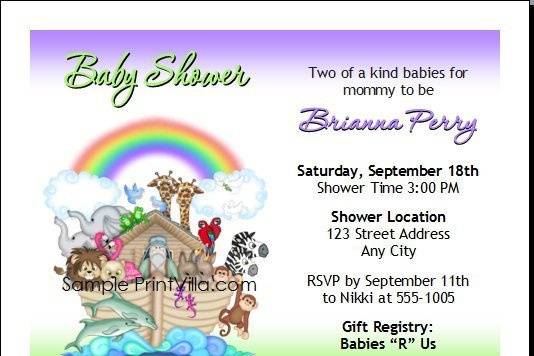 Noahs Ark Baby Shower Invitation