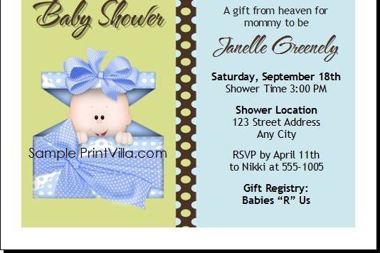 Blue Gift from Heaven Baby Shower Invitation
Choice of Single, Twins or Triplets
Choice of Skin Color
