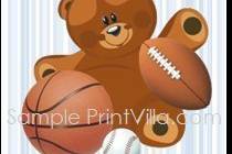 Sports Teddy Bear Baby Shower Ticket Invitation