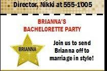 Hollywood Style Bachelorette Party Ticket Invitation