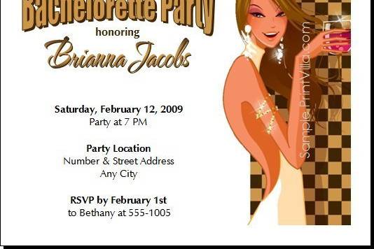Glam Style Bachelorette Party Invitation