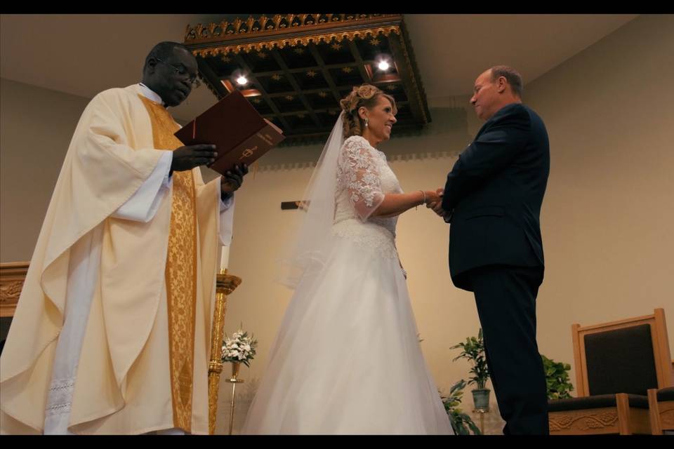 Connie Troup and Steve Henkel. Married October 28, 2017. Saint Monica Church Sunbury, Pa.