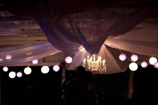 Picture of the drop ceiling with party lights rented from us