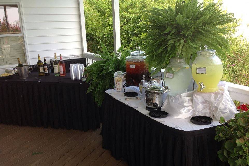 bar set up with drink station set up, all tables , linens and all catering provided by us