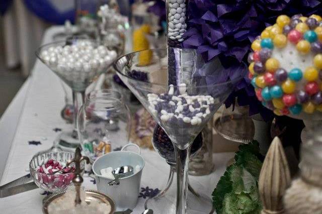 Candy bar- desert bar provided by us  all color coordinated to brides event