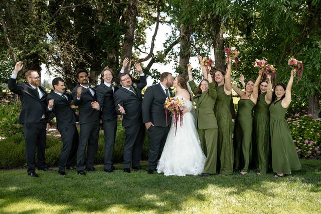 Bridal party with amaranth