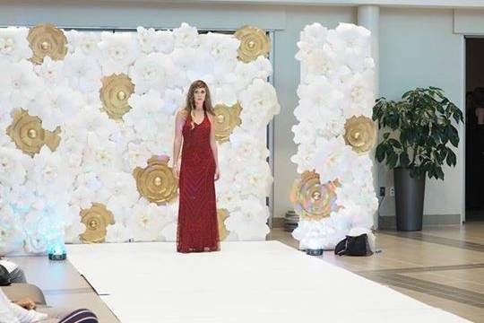 Alyssa Flower Wall Runway setup by Glo Paper Flowers.