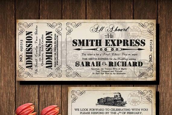 Vintage Train Tickets Printable Train Tickets Wedding Train 