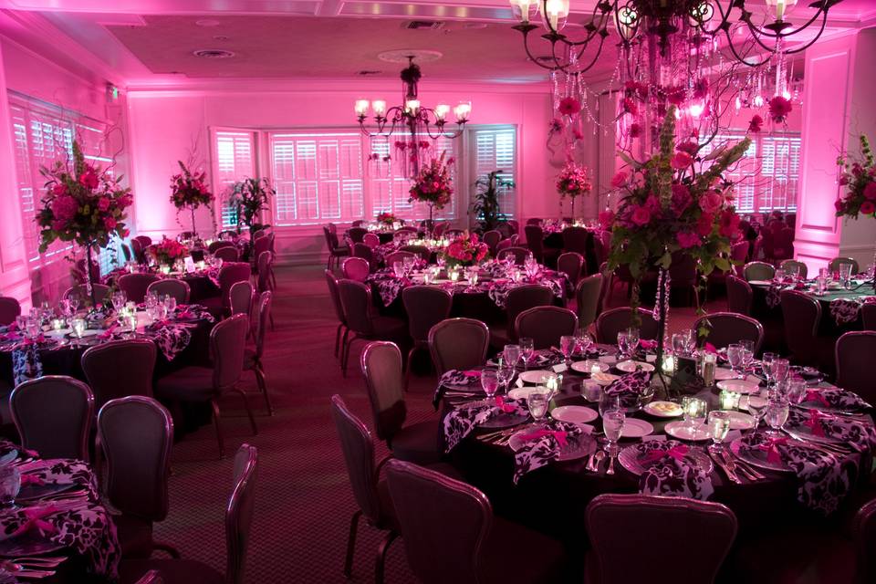 Purple motif wedding reception