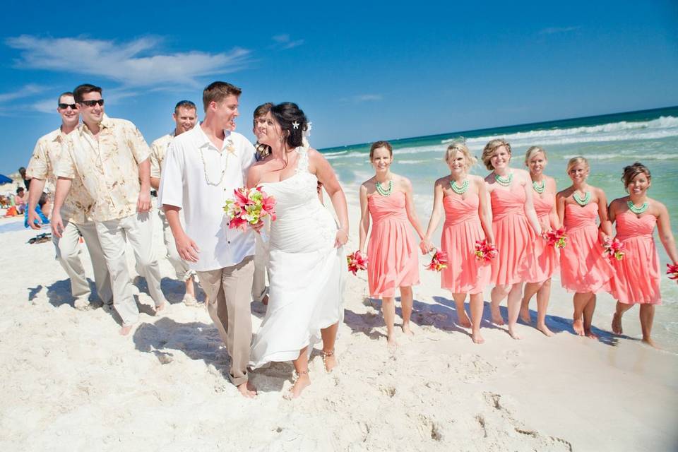 The couple with their attendants