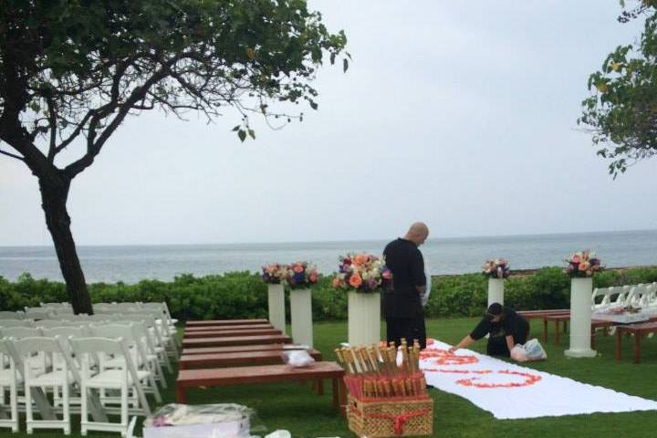 Wedding getting set up in Hawaii