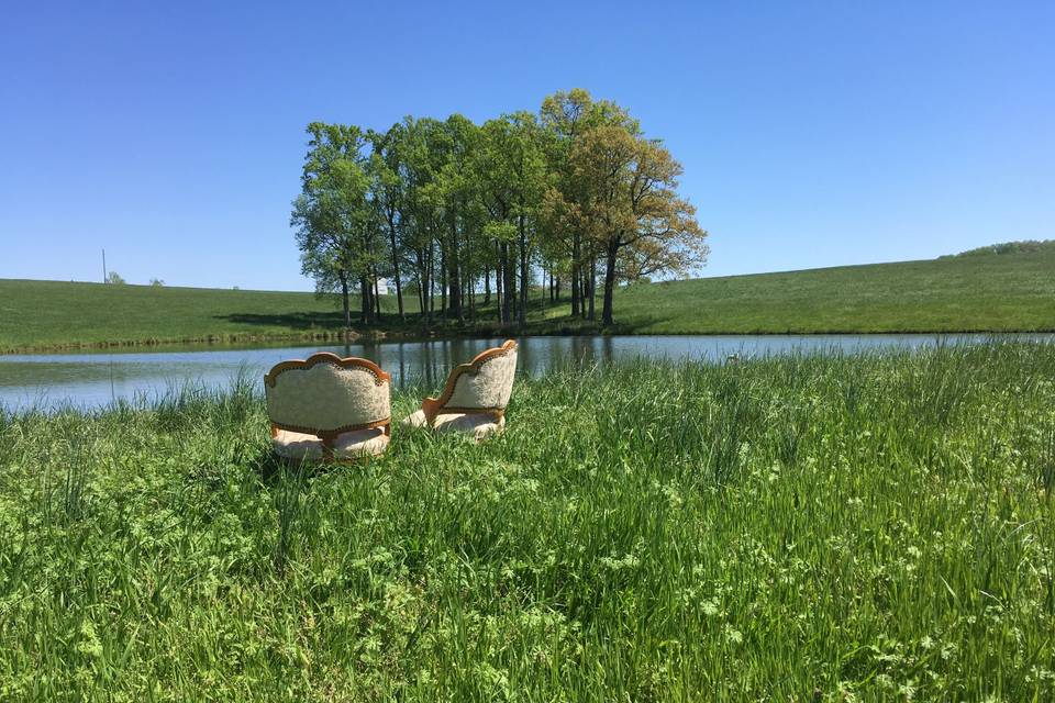Sitting near the pond