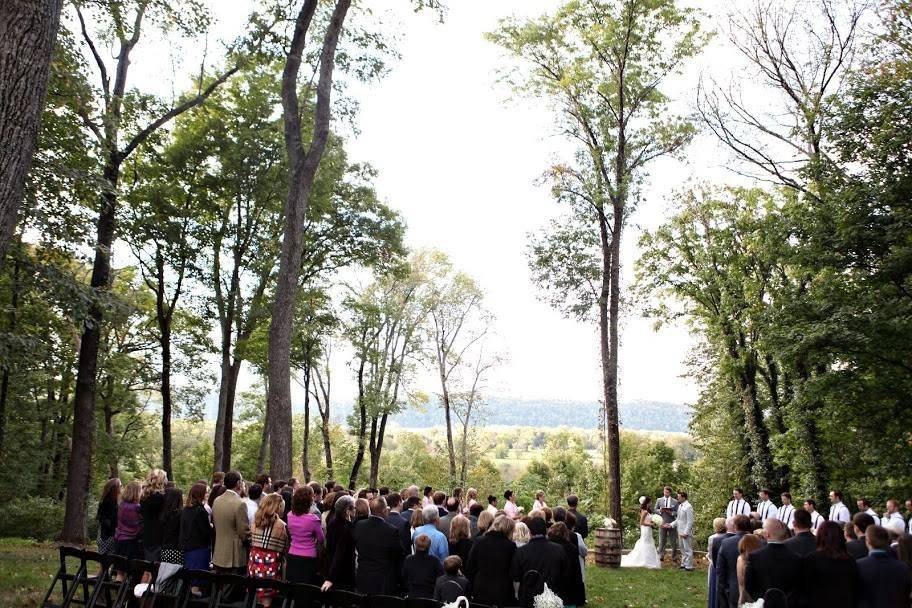 Outdoor Ceremony in October located at The Overlook at Goshen Crest Farm.