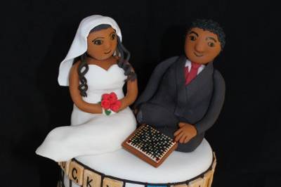 A scrabble themed wedding cake