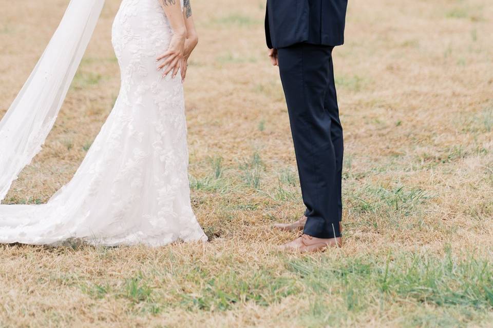 Emotional between bride and gr
