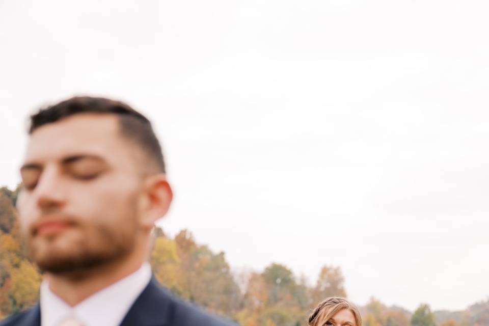 Moment before bride sees groom
