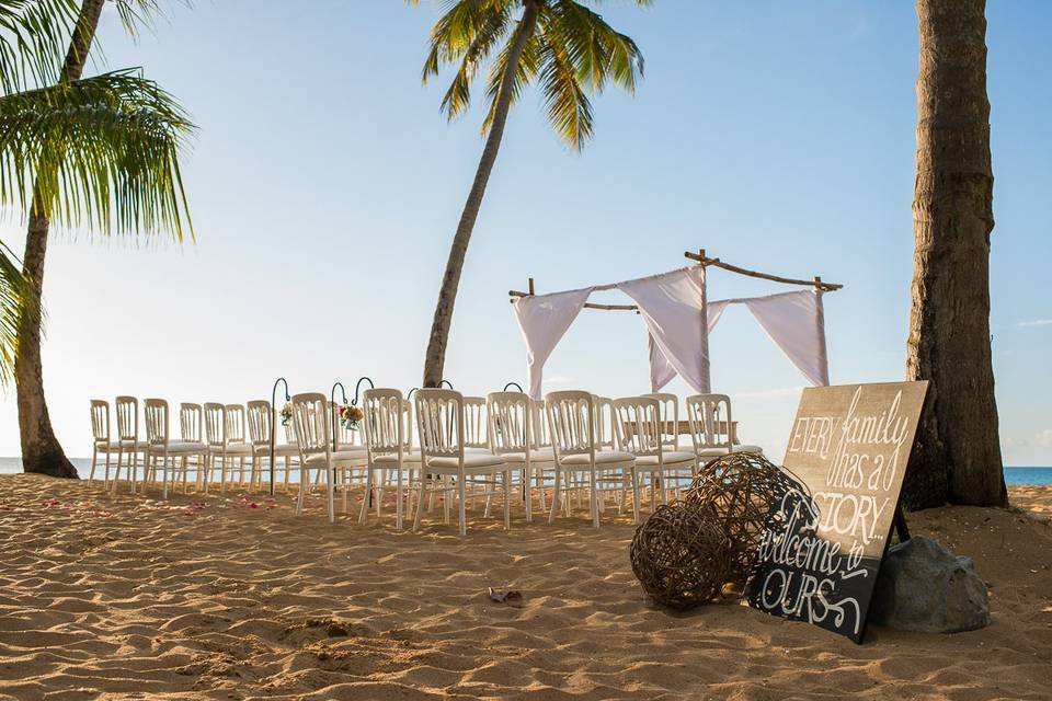 Beach ceremony reception