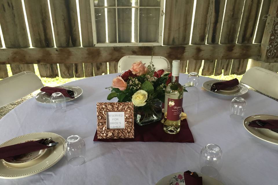 Brides Family Table with Flowers and Accents