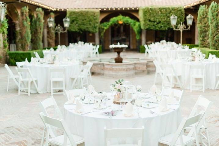 Snow white reception tables