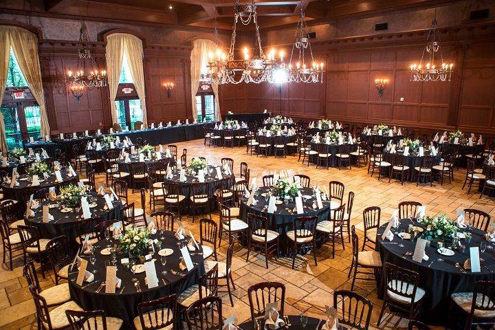 Black round tables and decor