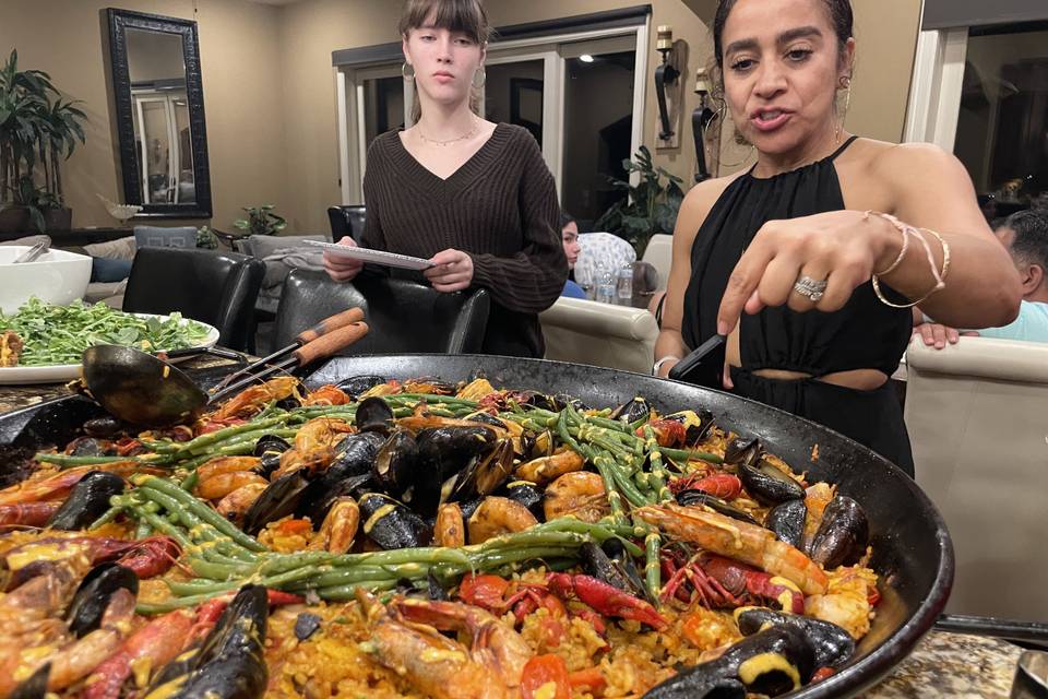 Seafood and chicken Paella