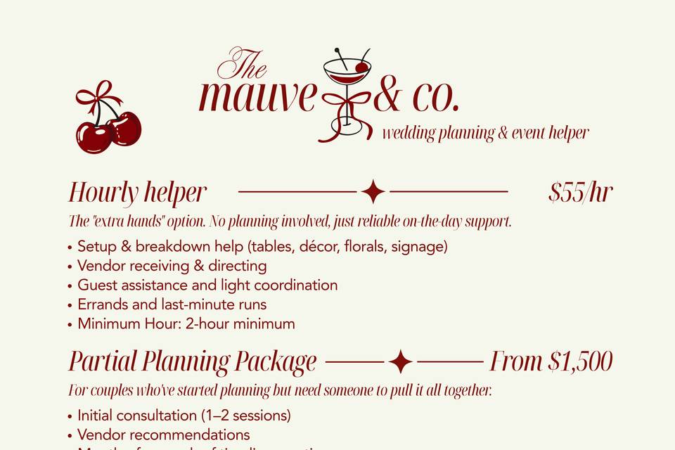 Detailed Price List and servic