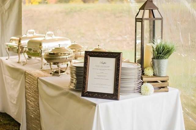 Table setting and lantern centerpiece
