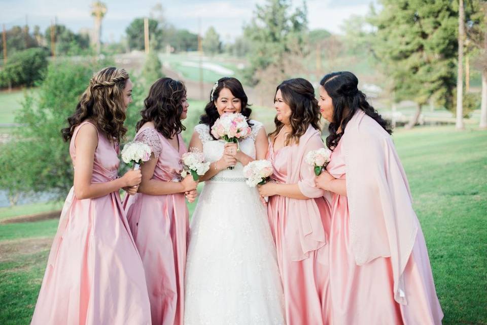 Bride and bridesmaids