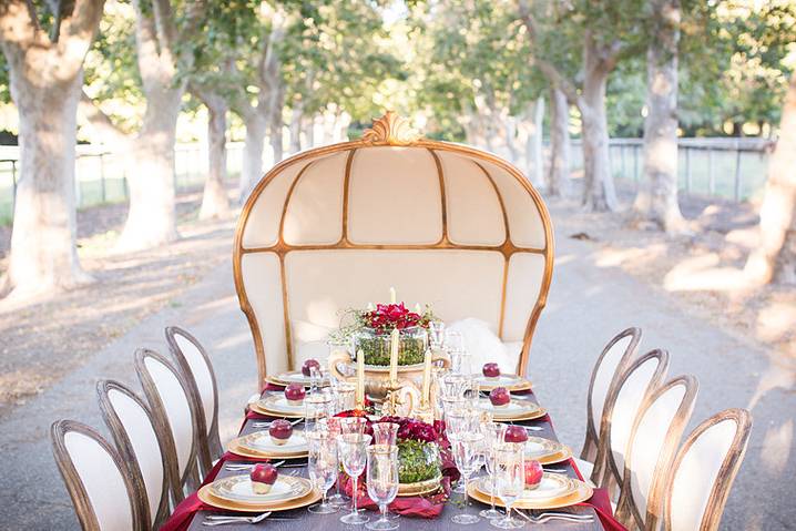 Table setup with centerpiece