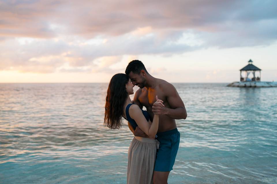 Romantic dance on the beach