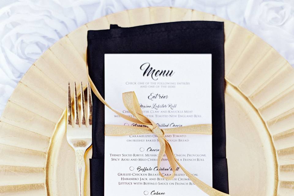 Vision events - menus hacienda sumaria - rancho mirage wedding
