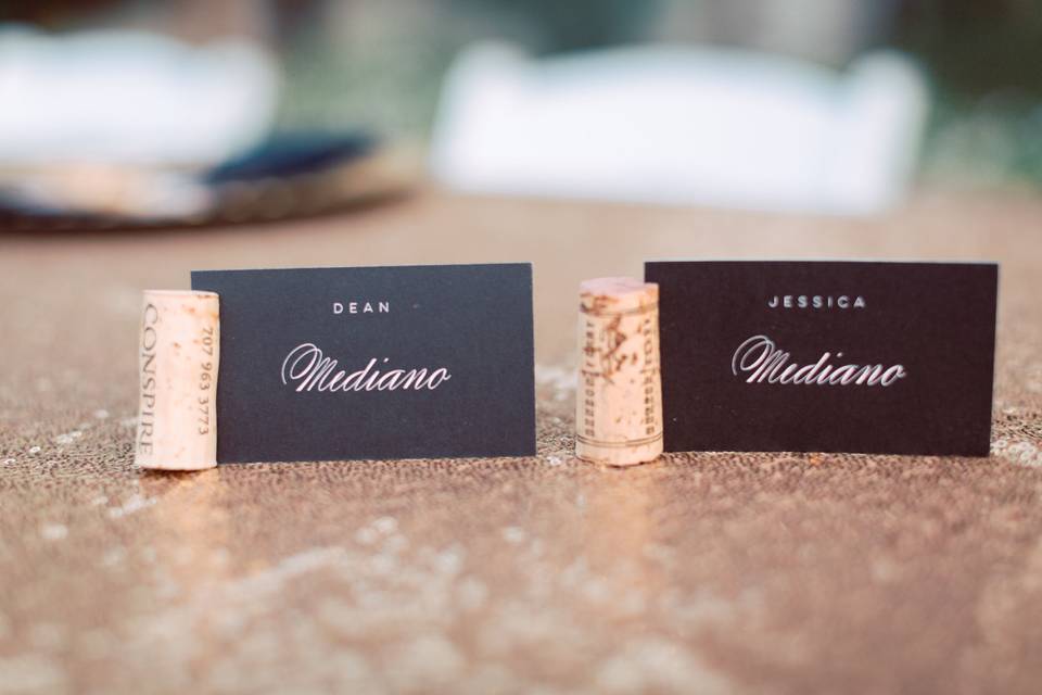 Vision events - place cards hacienda sumaria - rancho mirage wedding