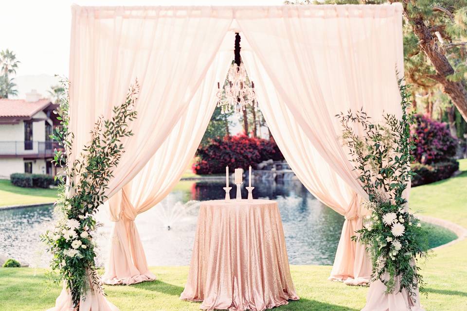 Vision events - chuppah hacienda sumaria - rancho mirage wedding