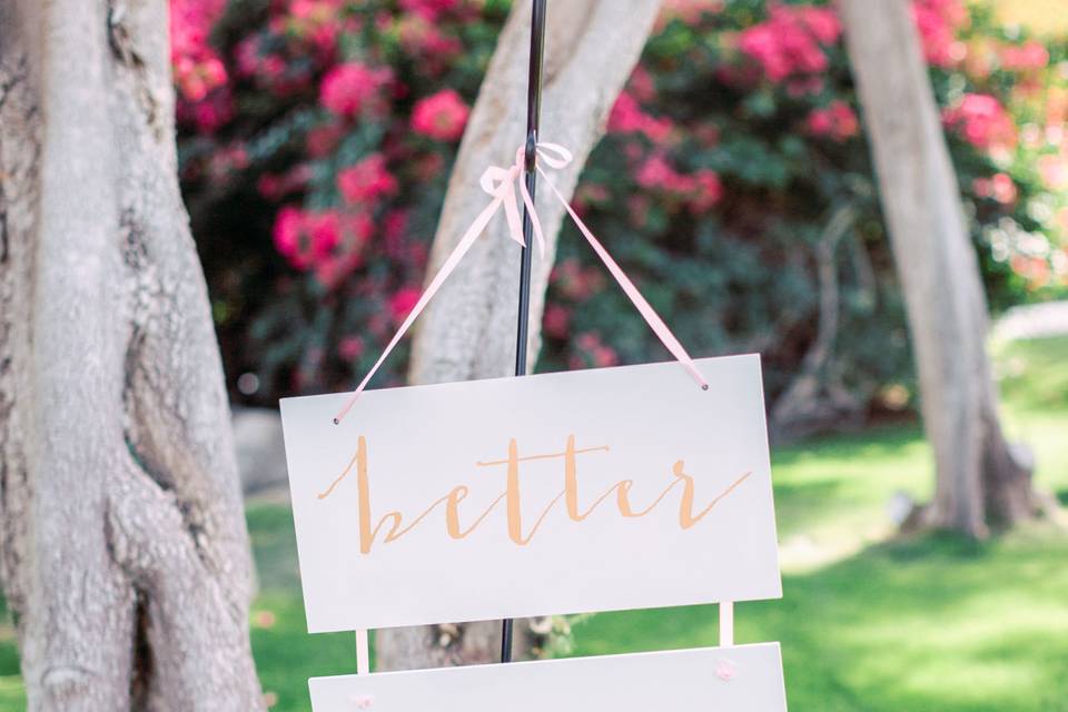 Vision events - signage hacienda sumaria - rancho mirage wedding