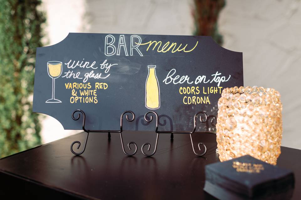 Vision events - signage hacienda sumaria - rancho mirage wedding